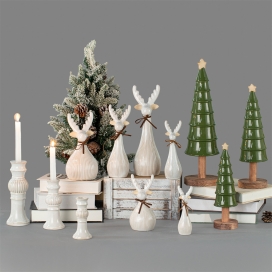 CERAMIC CANDLEHOLDER,ELK,TREE